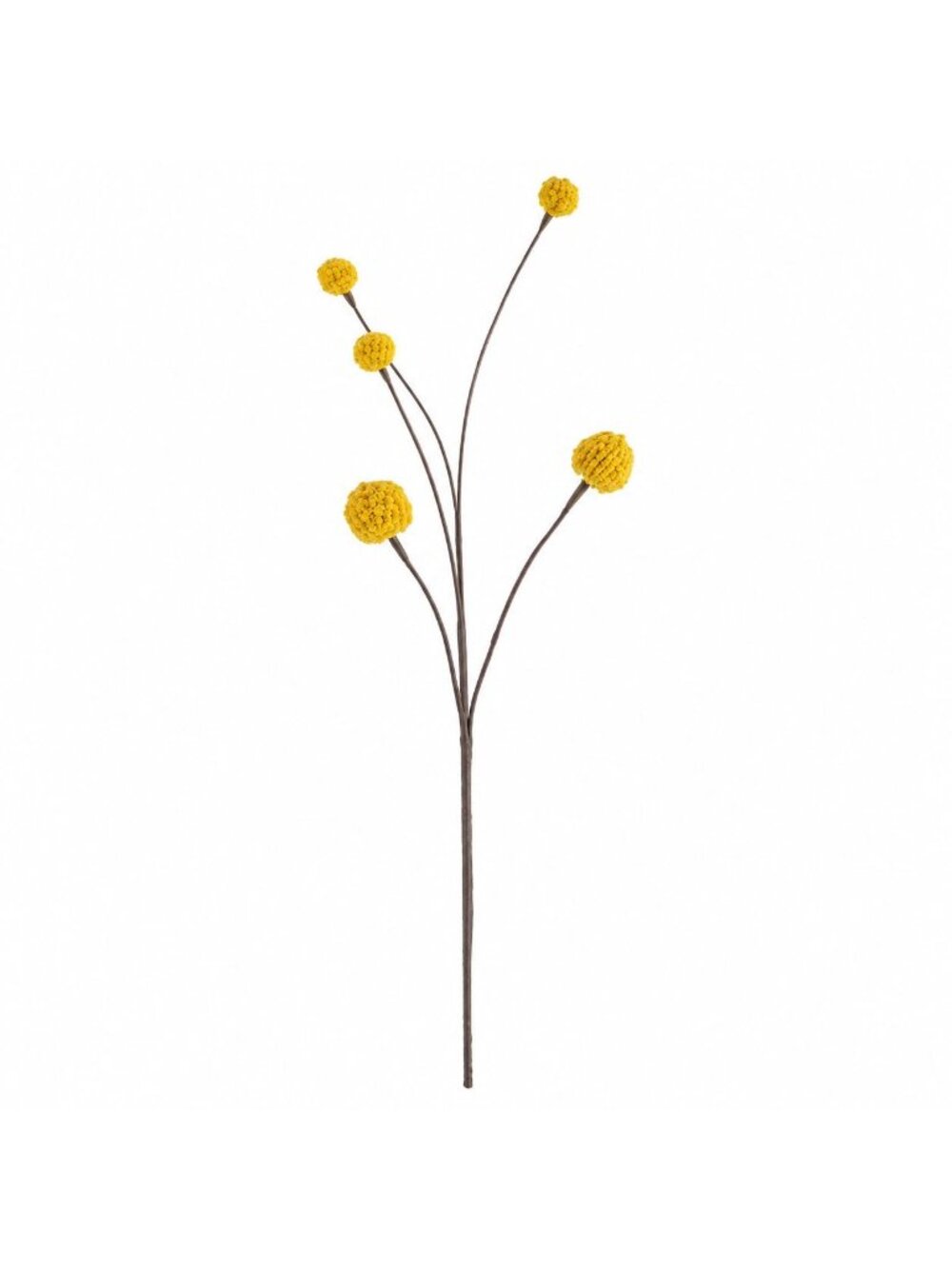 Artificial Yellow Craspedia Billy Ball Stem, 19 Inch 5 Head Faux Flower, Fall We